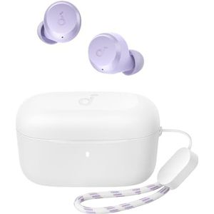 soundcore by Anker A20i True Wireless Earbuds, draadloze hoofdtelefoon, Bluetooth 5.3, aanpasbare EQ, 28 uur speeltijd, waterbestendig, 2 microfoons met AI, afzonderlijk te gebruiken (wit-paars)