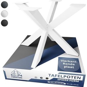 CM Furniture Tafelpoten Spider Spinnen voor Ronde en Vierkante Bladen Wit Hoogte 43 cm Conferentietafel 43x60x60 cm Tafelonderstel Vergadertafel Salontafel, Eenvoudige Montage Kruisframe DIY