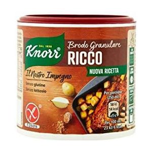 6 x Knorr Brodo granulaire Ricco rijke korrelige brouwen 150 g smaak voor je gerechten, glutenvrij, lactosevrij, 100% Italiaanse brouwen
