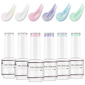 Nicedeco Pearl Gel Nagellak Glitter Threaded Shellac UV/LED Soak-Off Mermaid Gel Nail Polish 6 X 8ML Gift Gellak Set 40