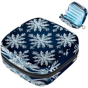 MUOOUM Maandverband Opbergtas, Kerst Sneeuwvlok Patroon Menstruatie Cup Pouch, Draagbare Maandverband Pads Opbergzakken Vrouwelijke Menstruatie Eerste Menstruatie Tas voor Tiener Meisjes Vrouwen Dames