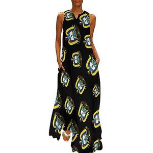 Columbia nationaal embleem dames enkellengte jurk slim fit mouwloze maxi-jurk casual zonnejurk S