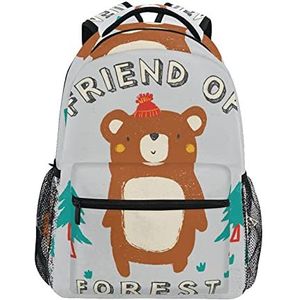 Grijze bruine schattige beer schoolrugzak voor meisjes jongens middelbare school stijlvol ontwerp student tassen boekentassen, Patroon, 11.5×8×16In