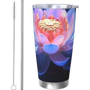 FHEBNDS 20oz beker met deksel en rietje, roestvrij staal geïsoleerde koffiemok, dubbelwandige vacuüm reizen thermische kopjes bloem reismok lekvrije auto beker geschenken