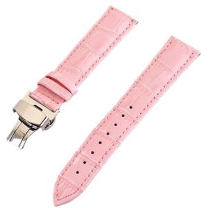Echt lederen horlogeband krokodil patroon riem 12mm 13mm 14mm 15mm 16mm 17mm 18mm 19mm 20mm 21mm 22 24mm vrouwen mannen horlogeband (Color : Pink, Size : 20mm)