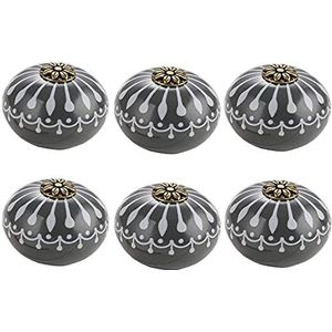 Keramische Knoppen Vintage Kastknoppen, 6 stuks blauwe keramische knoppen for kast ronde stijl kastdeurknoppen lade handgrepen(Color:Grey)