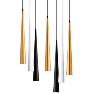 Aluminium metalen led-hanglamp, dimbare kegel, modern design, decoratieve binnenverlichting, ideaal voor woonkamer, bar of café, 1 stuks (kleur: wit, maat: 9 W wit