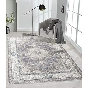 the carpet Elira tapijt, plat weefsel, robuust, modern design, vintage look, used look, supervlak, katoenen rug, wasbaar, Oosters, beige, ca. 140 x 200 cm