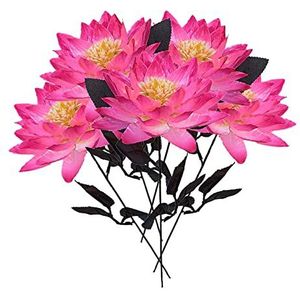 ODEROL 5 stks Kunstmatige Lotus Blossom Takken, 16,3 ""Faux Fake Lotus Bloemen met Stam, Zwarte Lotus Takken Zijden Stengels Vintage Indoor Outdoor Bulk Dark Center Enkele Arrangement Center (Roze)