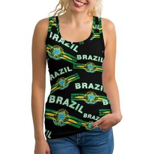 Braziliaanse vlag dames tank top mouwloos T-shirt pullover vest atletische basic shirts zomer bedrukt