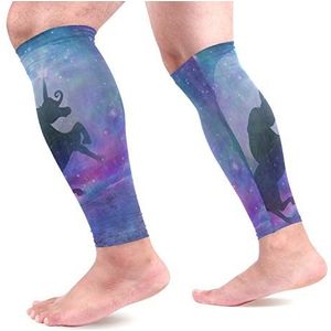 EZIOLY Kasteel en Eenhoorn Sport Kalf Compressie Mouwen Been Compressie Sokken Kalf Guard voor hardlopen, Fietsen, Moederschap, Reizen, Verpleegkundigen