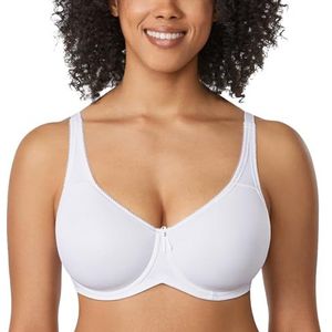 DELIMIRA Dames T-shirt Volledige Dekking Plus Size Naadloze Gewatteerde Beugelbeha wit 75F