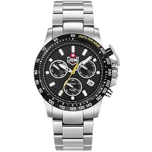 JDM Military Charlie II horloge chronograaf analoog kwarts JDM-WG017 roestvrij staal, zilver/zwart/zwart - Jdm-wg017-01, armband