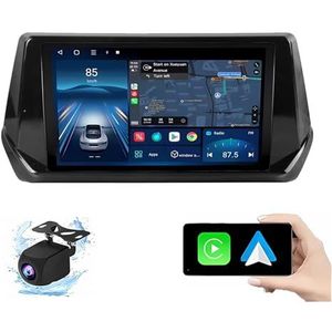 Android 14.0 2 Din Autoradio 9"" Touchscreen Auto Stereo voor Peugeot 2008 2020 met Draadloze Carplay Android Auto GPS navigatie AHD Omgekeerd beeld Stuurwielbediening(P5(6G+128G))