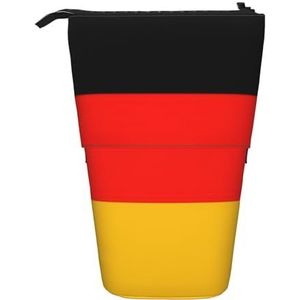 Evengigy Duitsland vlag print schattig etui met ritssluiting verstelbare standaard potlood houder grappige make-up tas, Zwart, Eén maat, Tas Organizer