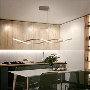 Hanglamp Moderne Eettafellamp LED Dimbaar Met Afstandsbediening Hanglamp Creatieve Spiraal Aluminium Kroonluchter in Hoogte Verstelbare Eetkamer Hangende Lamp Slaapkamer Plafondlamp,Gray,120cm