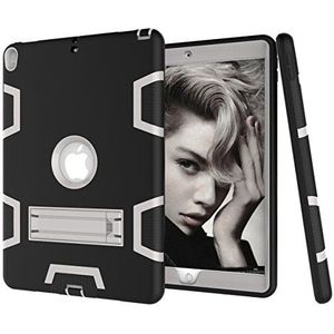 Hoesje voor Apple iPad Air 3 2019 (Modelnummer: A2152/A2123/A2153), Dual Layer Protection Shockproof Cover Hybrid Rugged Case met Kickstand voor iPad Pro 10.5 inches 2017-A1701 / A1709) iPad Pro 10.5 Zwart+Grijs