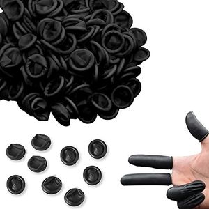 200pcs Latex Vingerbedjes Beschermende Vingertoppen Handschoenen Rubber Industriële Vingerstal Mouwen (zwart)