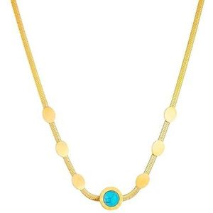 316L roestvrij staal om Romeinse cijfers blauwe stenen ketting voor vrouwen meisje mode waterdichte gouden kleur sieraden cadeau