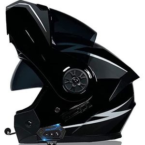 Modulaire motorfiets Bluetooth-helm Mannen en vrouwen Anti-condens Dubbel vizier Full Face Flip-uphelm DOT-goedgekeurd Ingebouwde luidspreker Headset Microfoon voor automatisch beantwoorden Decoration