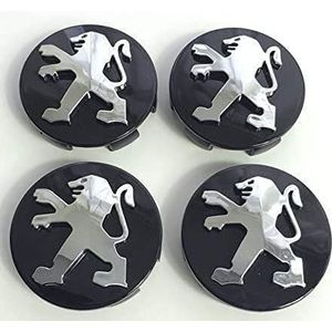 Wieldoppen - 4-delige Naafdoppen voor Peugeot 106 107 206 207 306 307 506 507 108 208 60MM - Stof/Waterdicht/Slijtvast