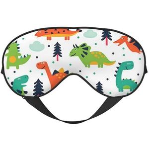 YFSGDLBN Kleurrijke dinosaurussen gedrukt zacht oogmasker slaaphulp oogmasker verduisterende slaapmasker