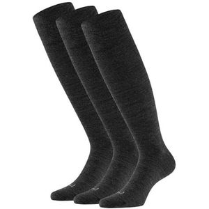 Morethansocks - Merino Wollen Kniekousen - Unisex - 3-Pak - Antraciet - Maat 35/38 - Naadloos - Merino wol