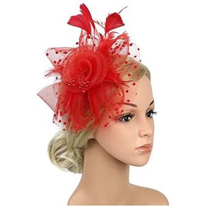 Veer Hoofdband Vrouwen bloem hoofdband kant flapper Great Gatsby meisje hoofdband parel party vrouwelijke bruids hoofddeksel mode haarband Carnaval Veer Hoofdband (Size : Red)