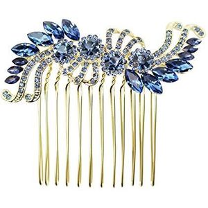 Faship Prachtige Marineblauwe Crystal Bloemen Haar Kam