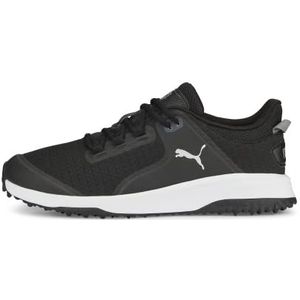 PUMA Fusion Grip extra brede golfschoen voor heren, Puma Zwart PUMA Zilver Stille Schaduw, 42 EU Breed