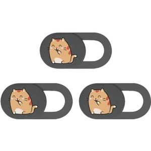 GMBYLBY 3Pcs Cartoon Kitten Camera Covers Webcam Slide Web Telefoon Bescherm Uw Veiligheid