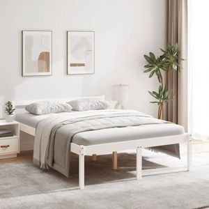 XGWKCNV Furniture select-Senior Bed zonder Matras Wit 120x200cm Massief Hout Grenen
