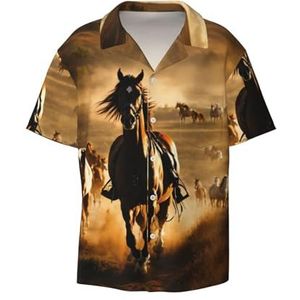 YJxoZH Paard Strepen Patroon Print Heren Jurk Shirts Casual Button Down Korte Mouw Zomer Strand Shirt Vakantie Shirts, Zwart, L