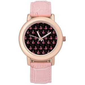 Roze Flamingo's Horloges Voor Vrouwen Mode Sport Horloge Vrouwen Lederen Horloge