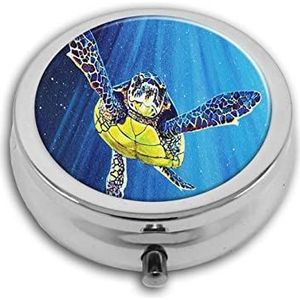 Aquarel Schildpad Pill Box-3 Compartiment Geneeskunde Pil Case, Draagbare Geneeskunde Tablet Vitamine Houder Organizer voor Portemonnee Pocket