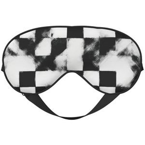 Zwart-wit geruite print lichtgewicht slaapmasker ademend lichtblokkerend reizen yoga outdoor avonturen