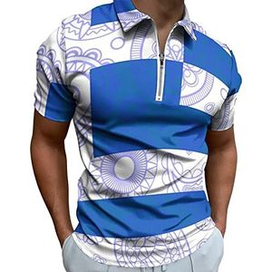 Griekenland Paisley Vlag Half Zip-up Polo Shirts Voor Mannen Slim Fit Korte Mouw T-shirt Sneldrogende Golf Tops Tees XS
