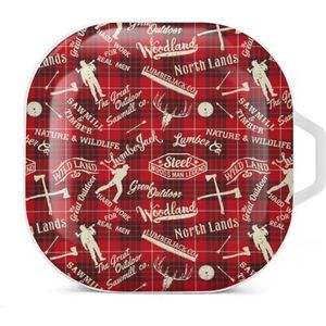 Houthakker en houtsman symbolen oordopjes hoesje compatibel met Samsung hard shell beschermhoes witte stijl