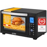 TZS First Austria Minioven I 1600W I Roestvrij staal I Dubbel glas I Temperatuurbereik: tot 230 °C I 30l inhoud I 180min timer I 8,4kg I Zwart