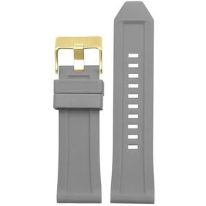 INEOUT Siliconen rubberen armband horlogeband 24mm 26mm 28mm compatibel met diesel DZ4496 DZ4427 DZ4487 DZ4323 DZ4318 DZ4305 Heren horloges riem (Color : Grey gold buckle, Size : 24mm)