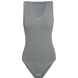 Evoni Dames Body L Dames Jumpsuit Bodysuit met Ronde Hals L Brede Bandjes L Sluithaak L Ondergoed Body met optimale pasvorm l Sportieve damesbody, grijs, L