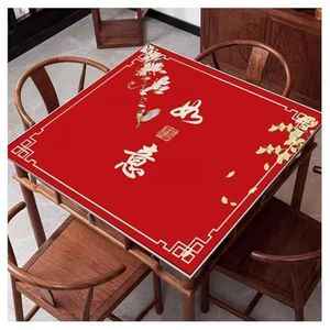 Mahjongg Mat Rode Mahjong Tafelmat, Antislip Ruisonderdrukking Speelmat, Mahjong, Domino's, Pokerkaarten En Bordspellen Tafelblad Cover Mat (Color : Red-3, Size : 31.5x31.5inch)