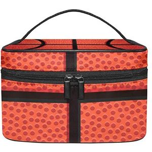 Kleurrijke palmbladeren make-up tas voor vrouwen meisjes cosmetische tassen met handvat reizen make-up organizer tas, Mand Textuur Oranje, 8.9x5.9x5.4 Inches, Make-up zakje