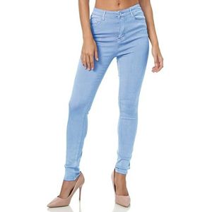 Gloop Dames stretch jeans jeansbroek skinny fit jegging skinny jeans stretch broek push up high waist jeans, lichtblauw, XL