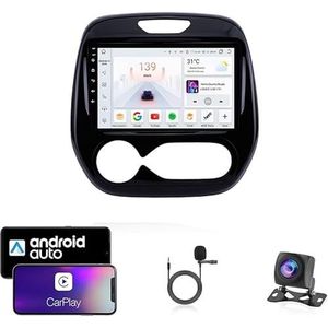 9 Inch Autoradio Compatibel voor Renault Kaptur Captur 2016-2019 met GPS Navigatie CarPlay Android Auto Acht-Core 4G Bluetooth WiFi MirrorLink Stuurwiel Afstandsbediening(T1 4 Core Wifi 1G+16G)