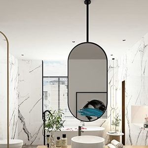 Decoratieve eenvoudige spiegel, plafond gemonteerd opknoping spiegel helder en praktisch, badkamer ijdelheid/make-up spiegel plafond zwart frame wandspiegel (Size : 40cmx60cm)