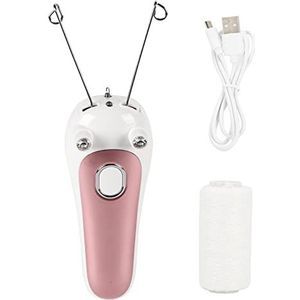 Ontharingsapparaat Elektrische draadsnijder Epilator Fysieke katoenen draad Epilator Haarscheerapparaat Trimmer voor gebruik van gezichtslichaam(Roze)