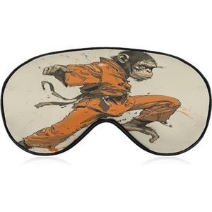Oranje shirt aap slaapmasker zacht en comfortabel nachtslaapmasker gezichtsknuffelende gewatteerde oogbedekking met verstelbare band voor diepe rust reizen ploegendienst