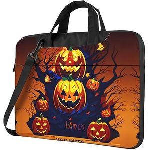 SSIMOO Paris Eiffeltoren stijlvolle en lichtgewicht laptop messenger tas, handtas, aktetas, perfect voor zakenreizen, Halloween Pompoen, 15.6 inch