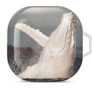 Witte walvis oordopjes hoesje compatibel met Samsung hard shell beschermhoes witte stijl